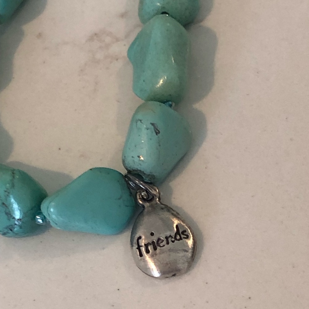 Turquoise Bracelet with Sterling Silver Friends Charm